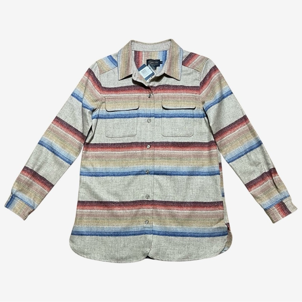 Pendleton Wm’s 100% Washable Virgin Wool Umatilla Striped Board Shirt NWT Sz S